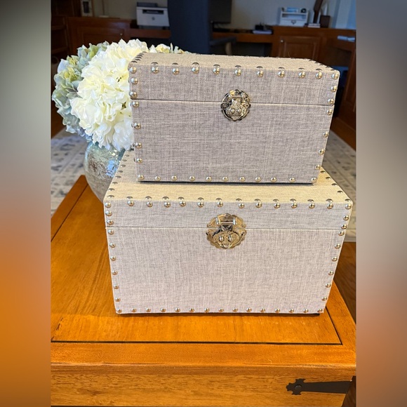 Wayfair Other - Set of Two Decorative Linen Covered Storage Trunks